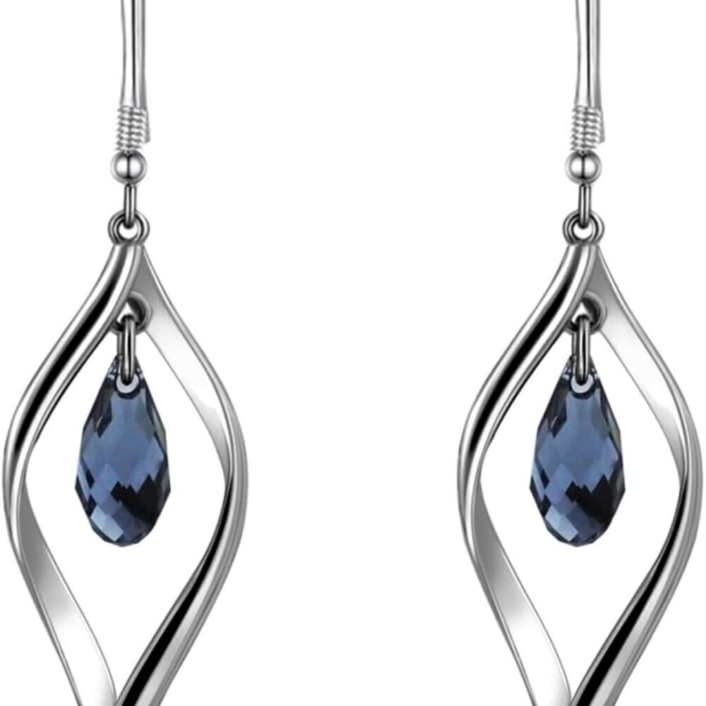 Sterling Silver 18K Gold-Plated Dangle Earrings with Swarovski Crystals for Wome